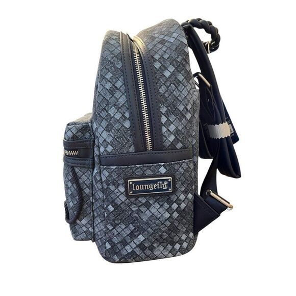 Loungefly Woven Faux Denim Blue Mini Backpack Rope Detail Convertible NWT
